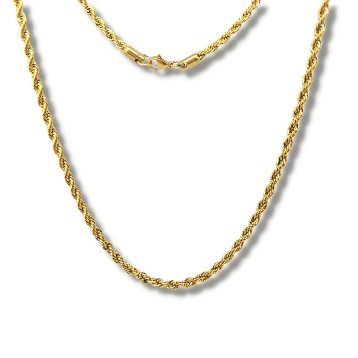 Corrente Masculina Baiano 4mm Aço Banhado 18k (C-54)