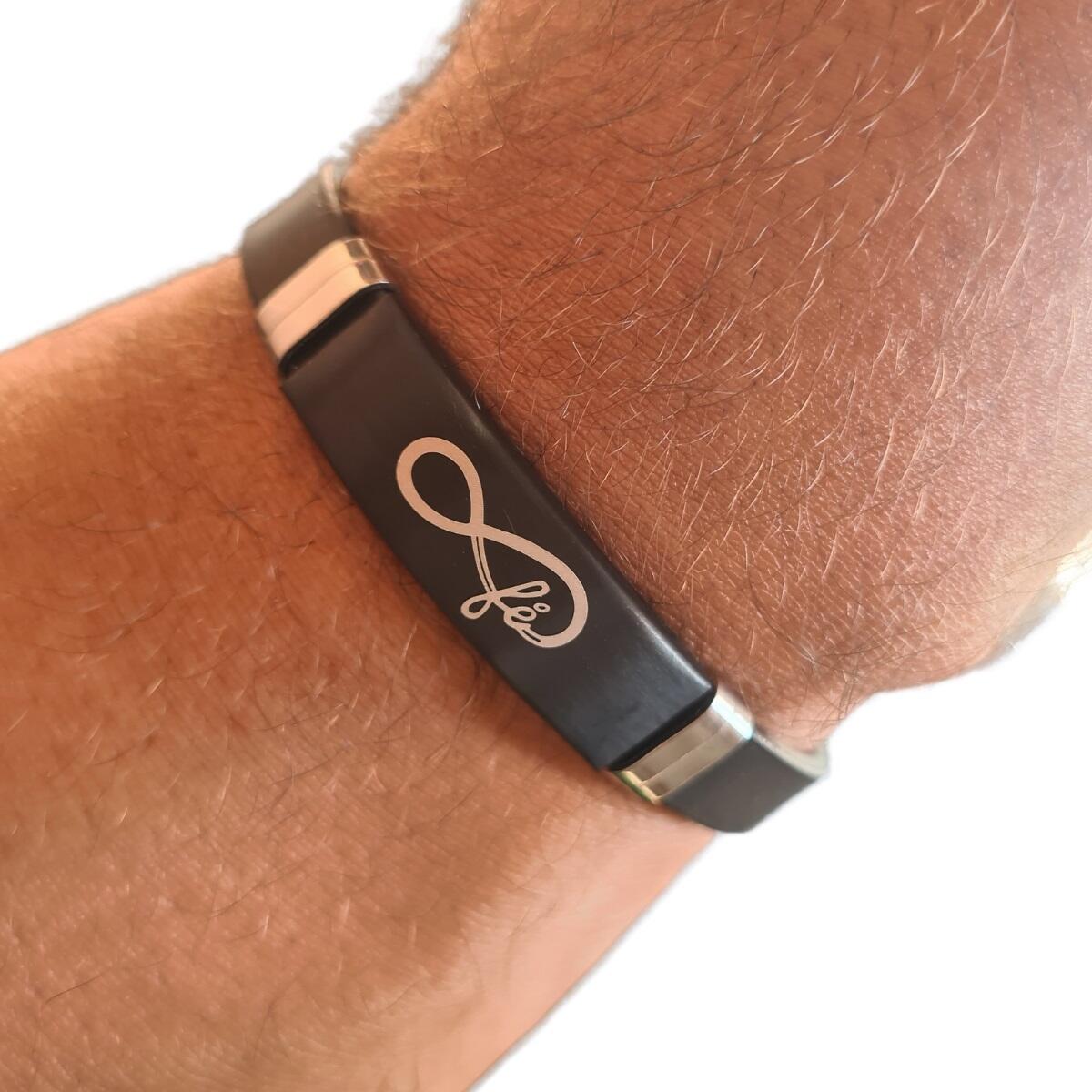 Bracelete Unissex Silicone Aço Fé Infinita Ajustável