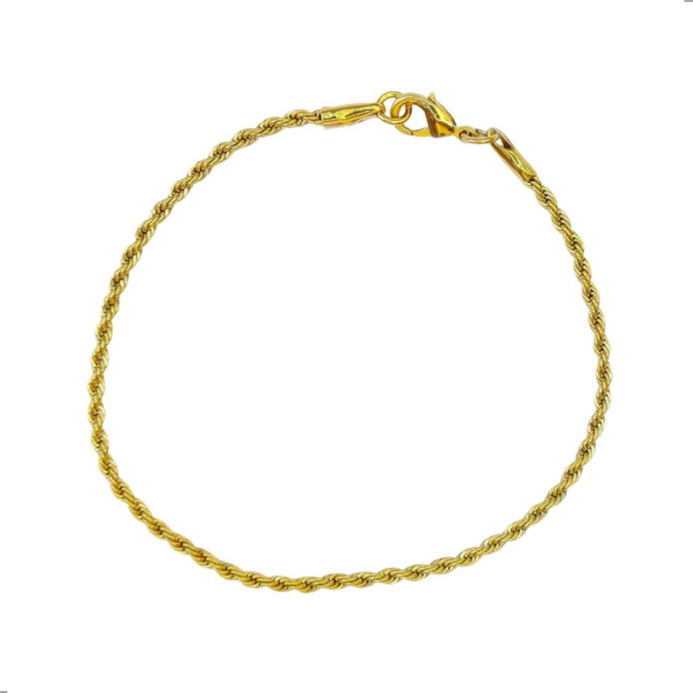 Pulseira masculina Dourada 2mm Aço inox Banhada 18k (27)