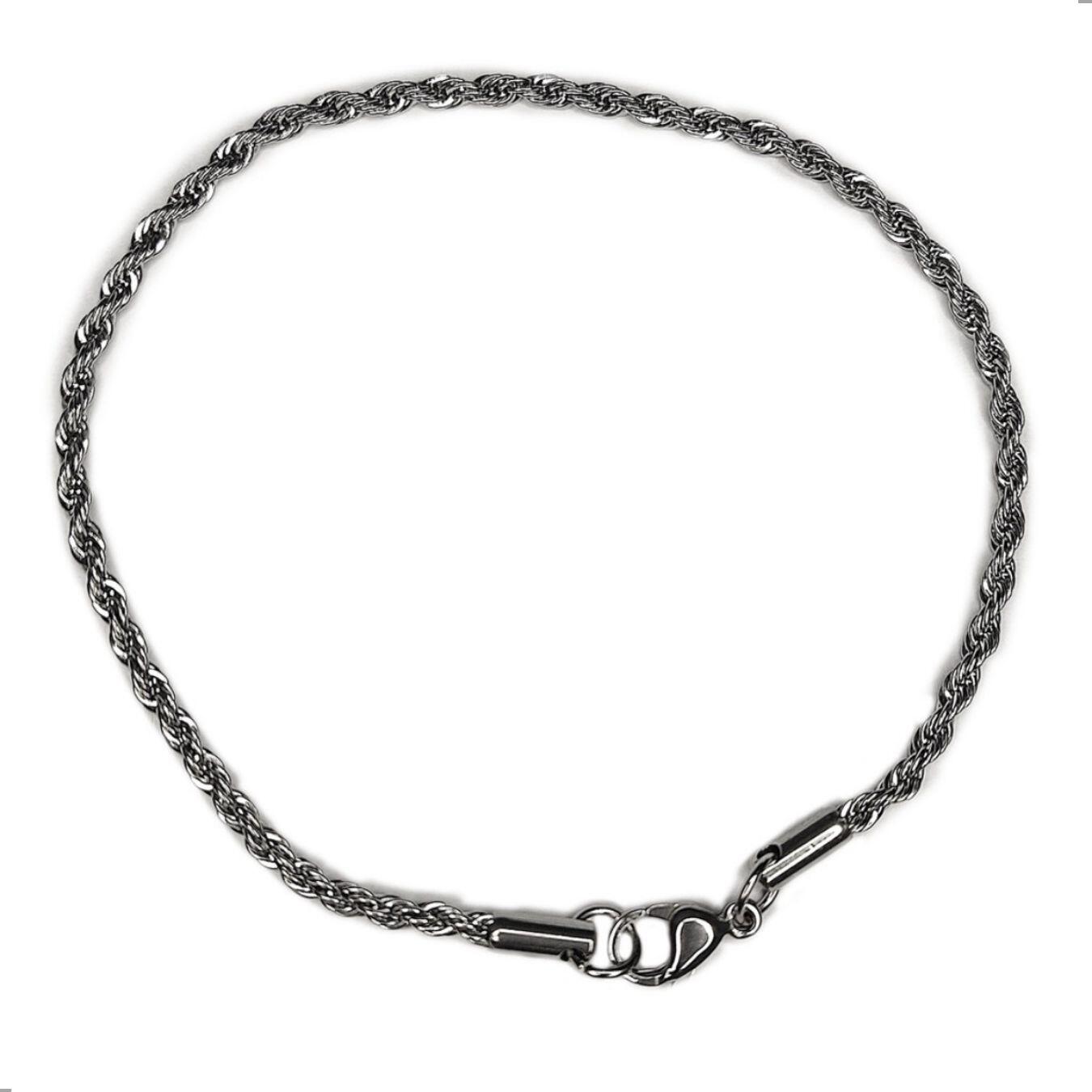 Pulseira masculina elo baiano fina 2mm Aço Inox (31)
