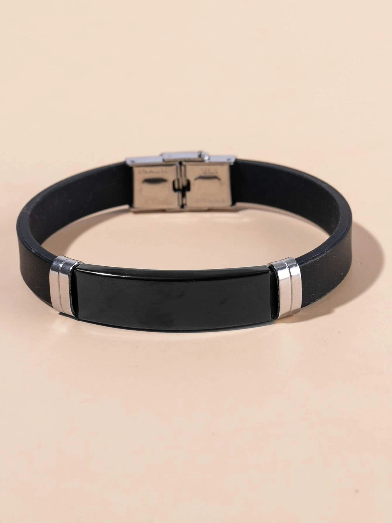 Bracelete Unissex Silicone Aço Ajustável (Ideal para Gravar Nomes)