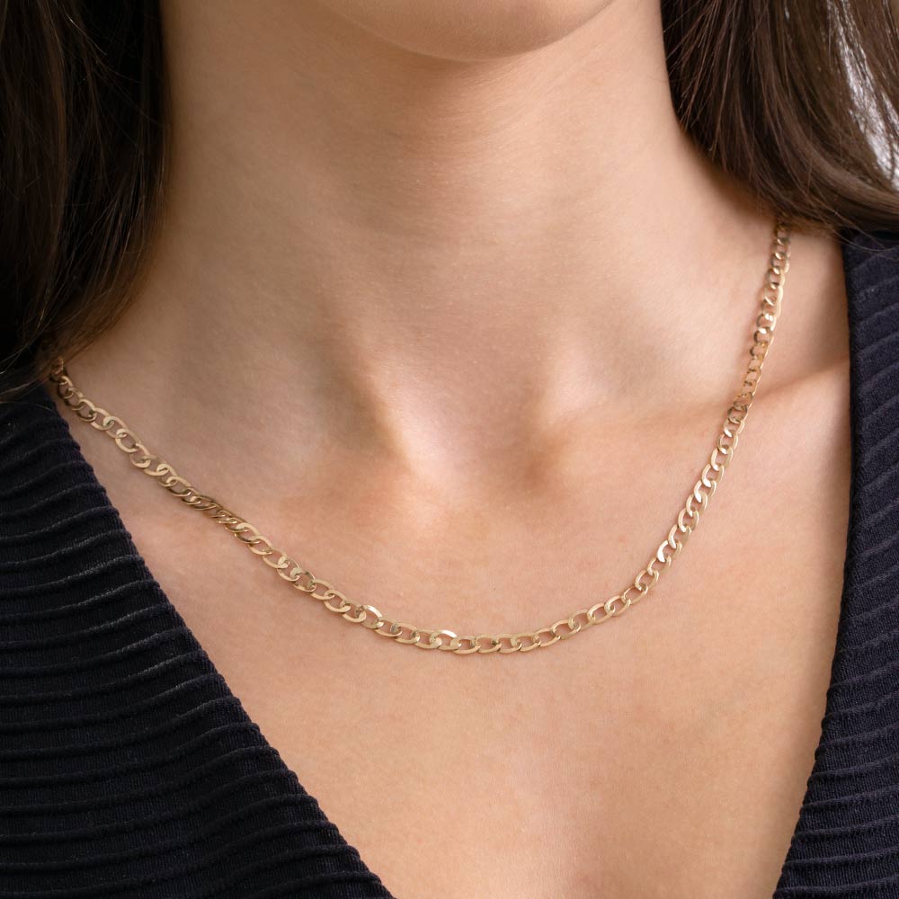 Gargantilha em Ouro 10K com Elos Laminados de 4,1 mm