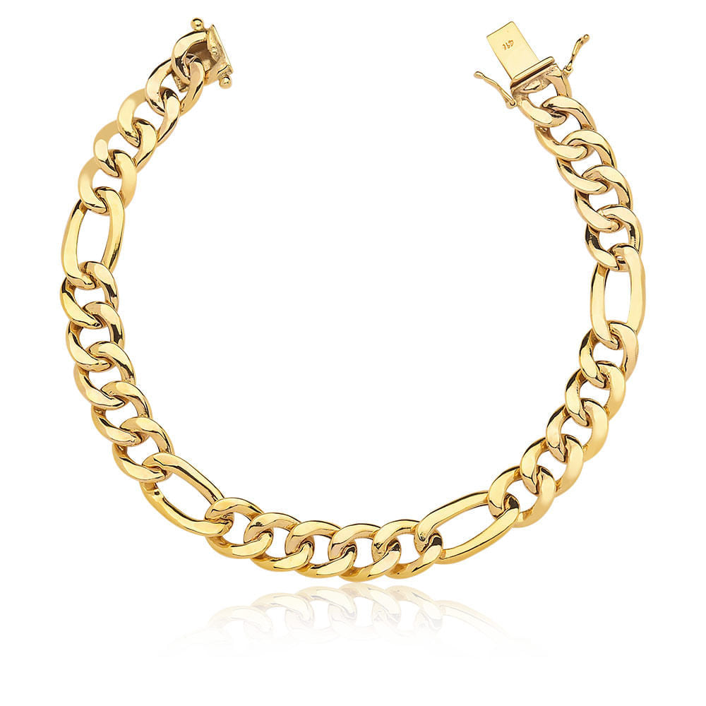 Pulseira Fígaro Grumet 5x1 em Ouro 10K