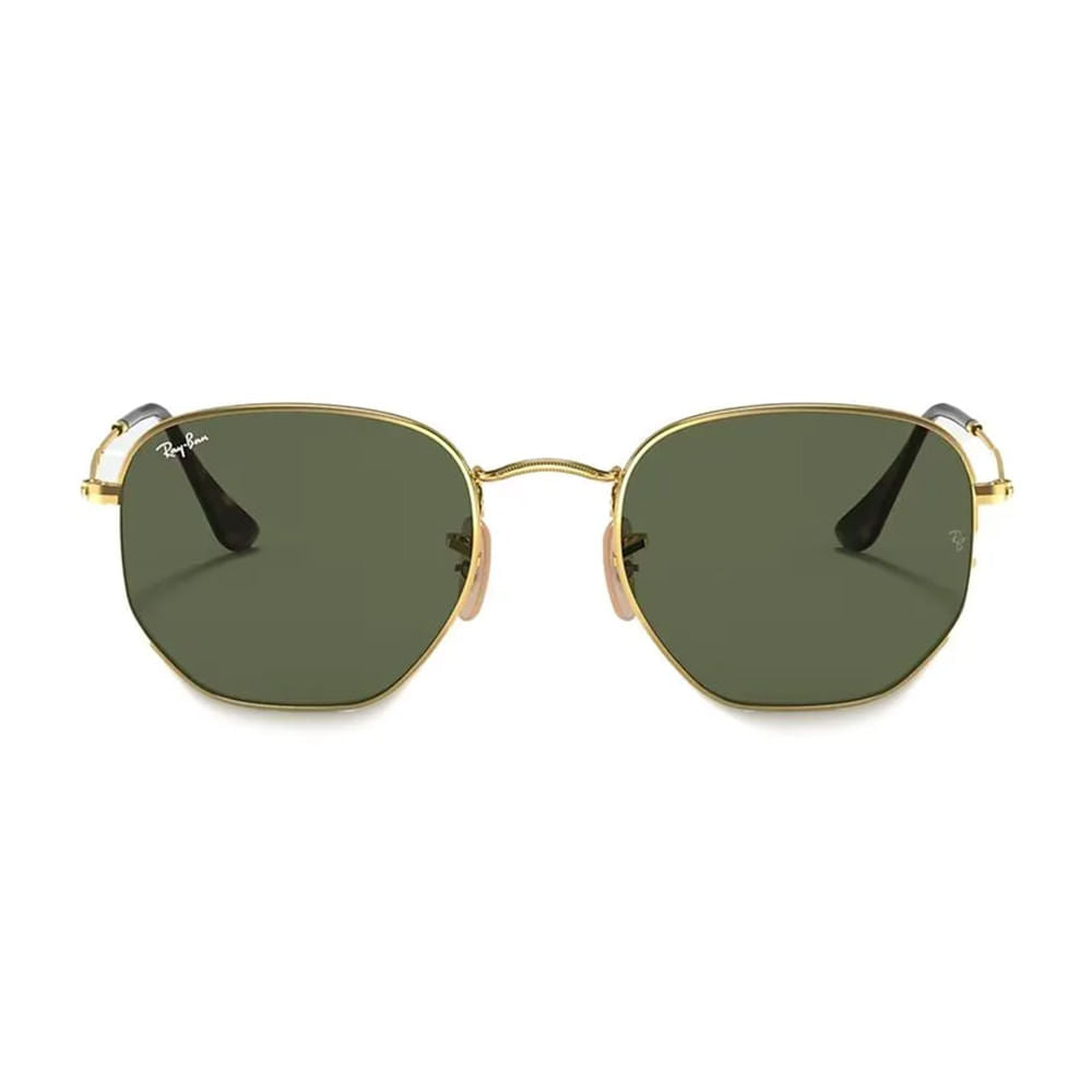 Ray-Ban Hexagonal com Acabamento Dourado e Lentes Verdes Atemporais
