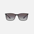 Óculos de Sol Ray-Ban Retangular Preto Fosco com Lentes Cinza Degradê