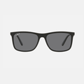 Óculos Ray-Ban Preto Fosco Retangular com Lentes Cinza Polarizado