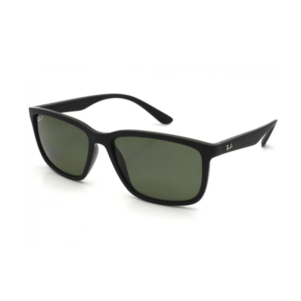 Ray-Ban Retangular Preto Fosco com Lentes Verde-Escuro