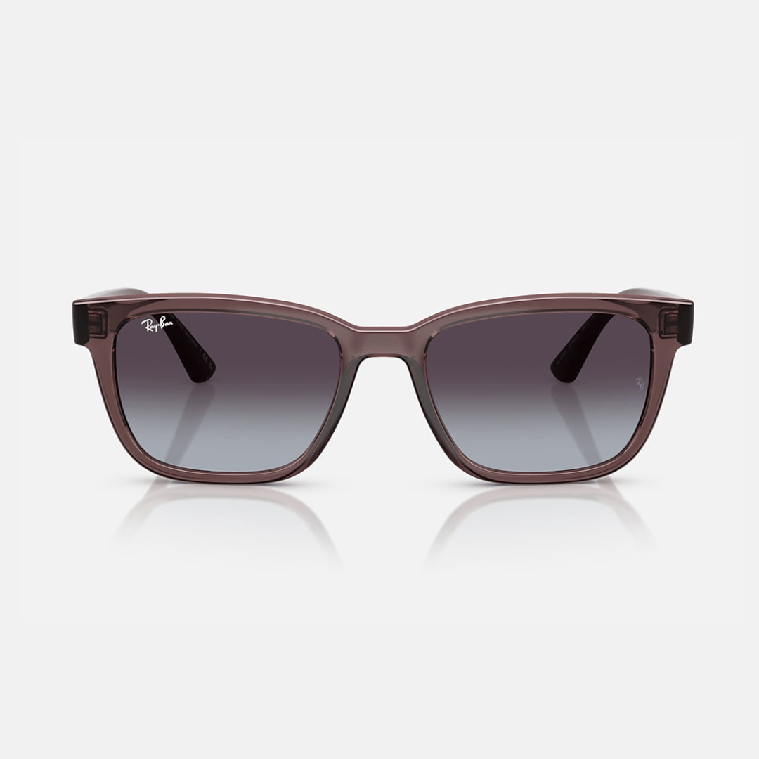 Óculos de Sol Ray-Ban Retangular Marrom Translúcido e Lentes Degradê