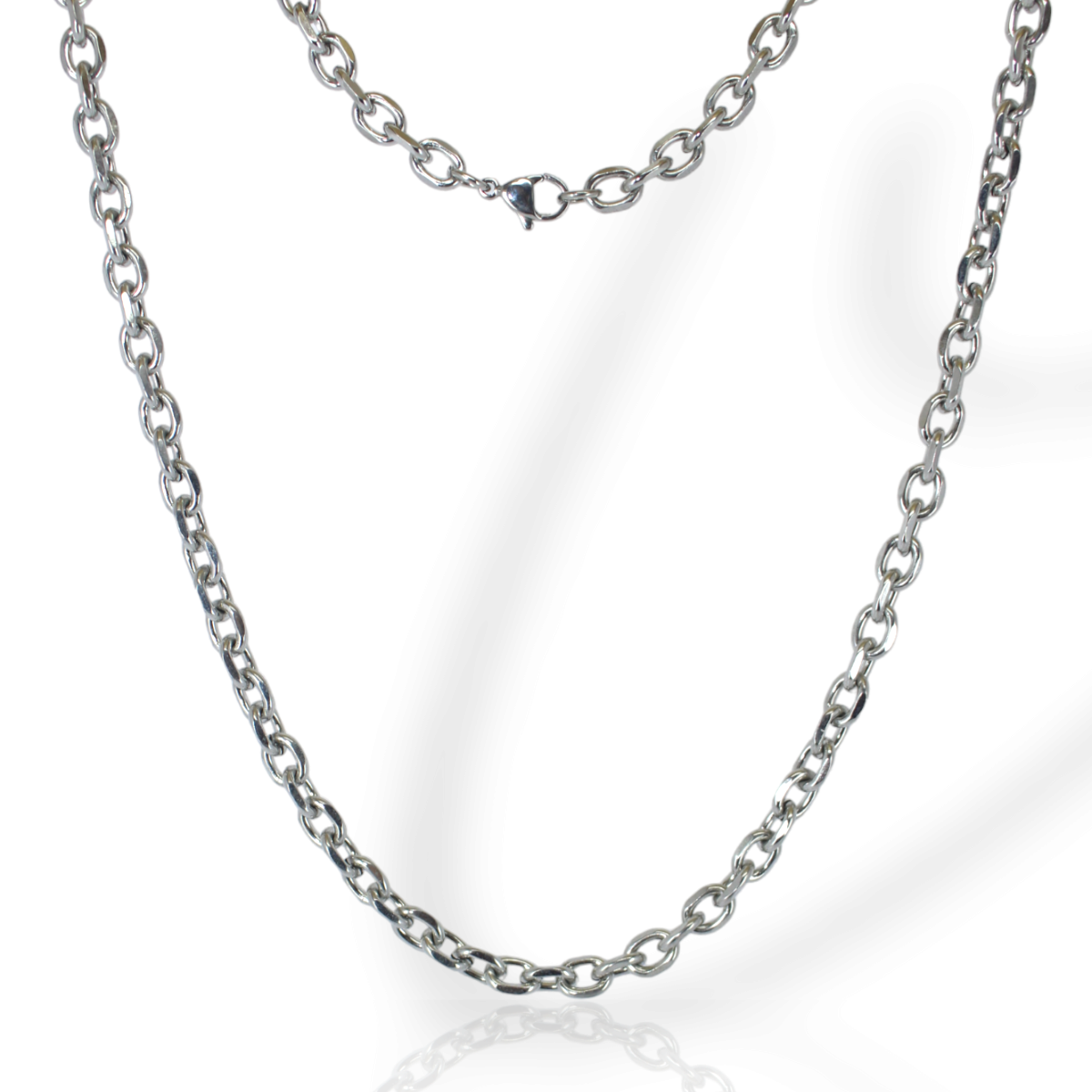 Corrente Masculina em Aço Prateado 4mm (c-15)
