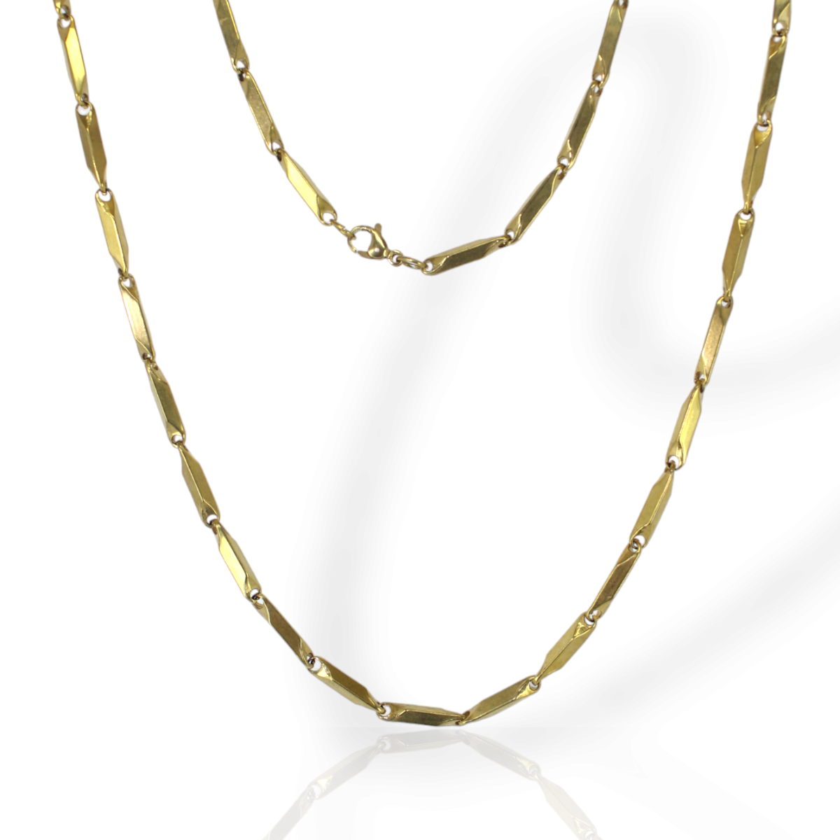 Corrente Masculina Elo Espelhada Aço Dourado 3mm (c-18)