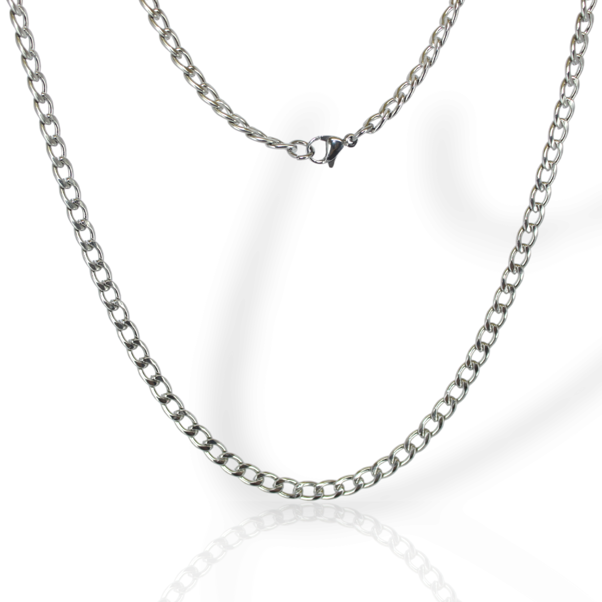 Corrente Masculina Grumet 1x1 Aço Inox Prateado 6mm (c-26)