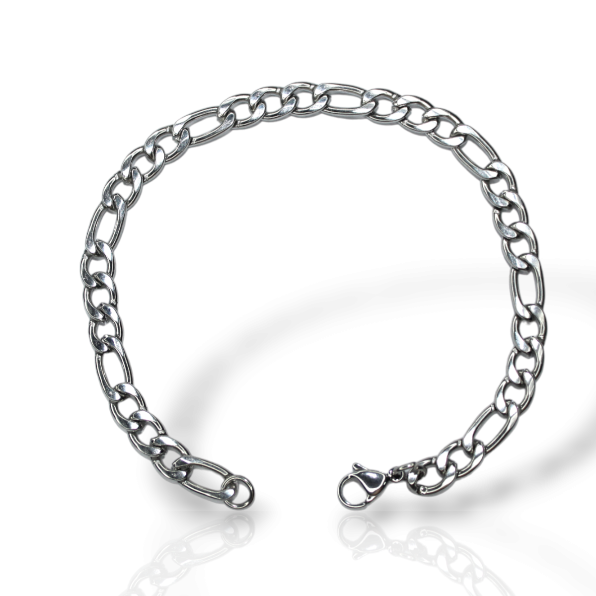 Pulseira Masculina 6mm Aço Inox Banhado Prata (25)