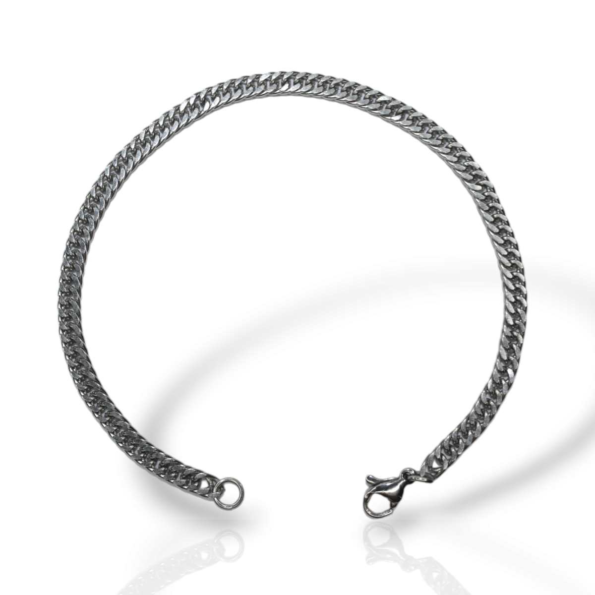 Pulseira masculina elo grumet prateado 4mm Aço Inox (32)