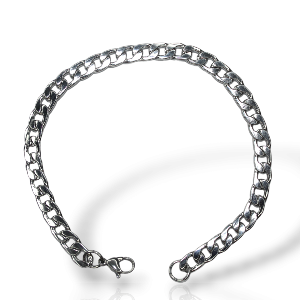 Pulseira Masculina Prateado 6mm Aço Inox Banhado (26)