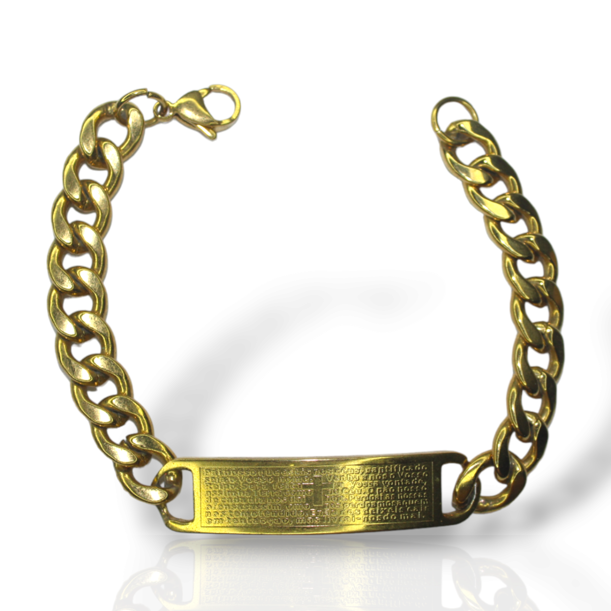 Pulseira Masculina Aço Inox 18k Oração Pai Nosso (33)