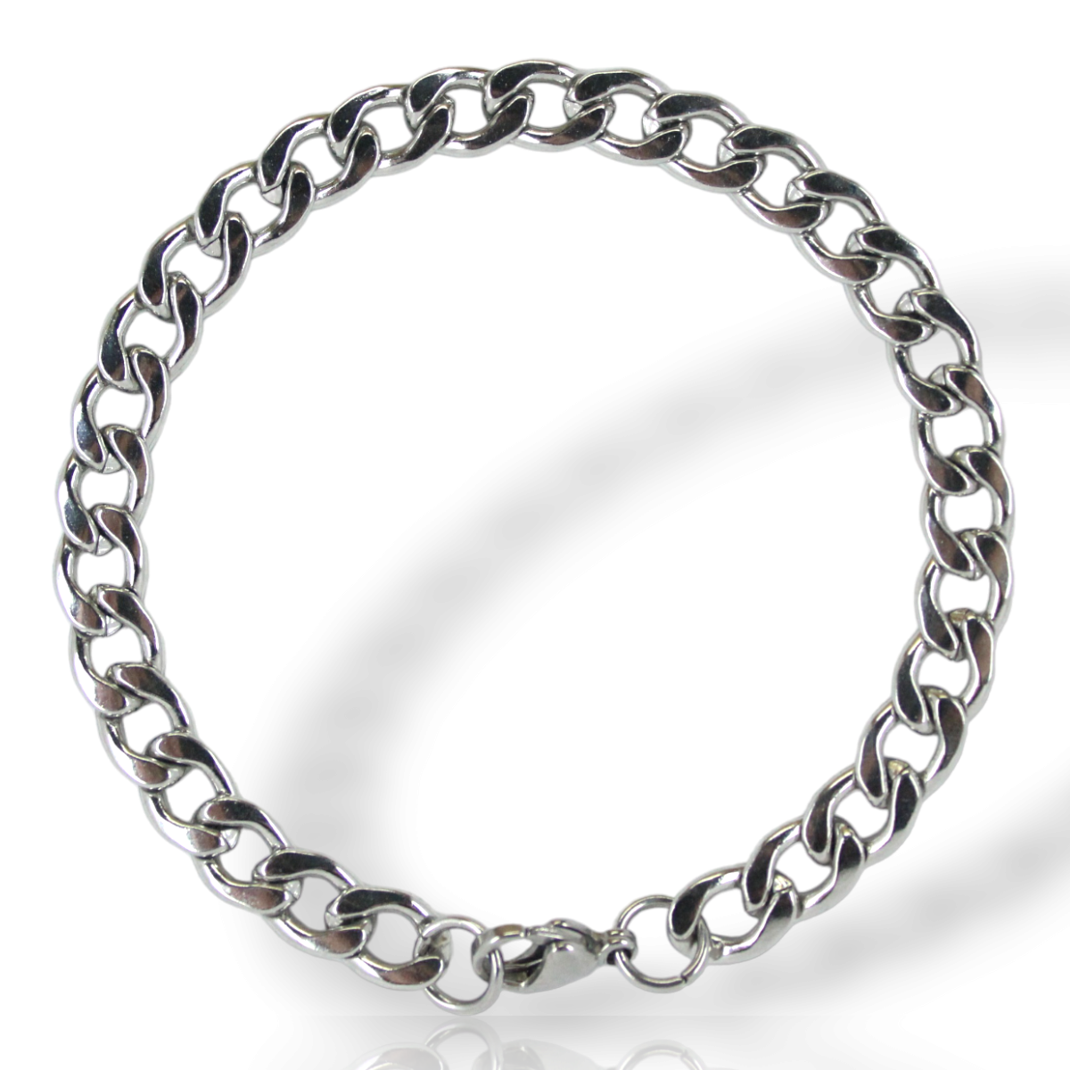 Pulseira Masculina Prateado 8mm Aço Inox Banhado