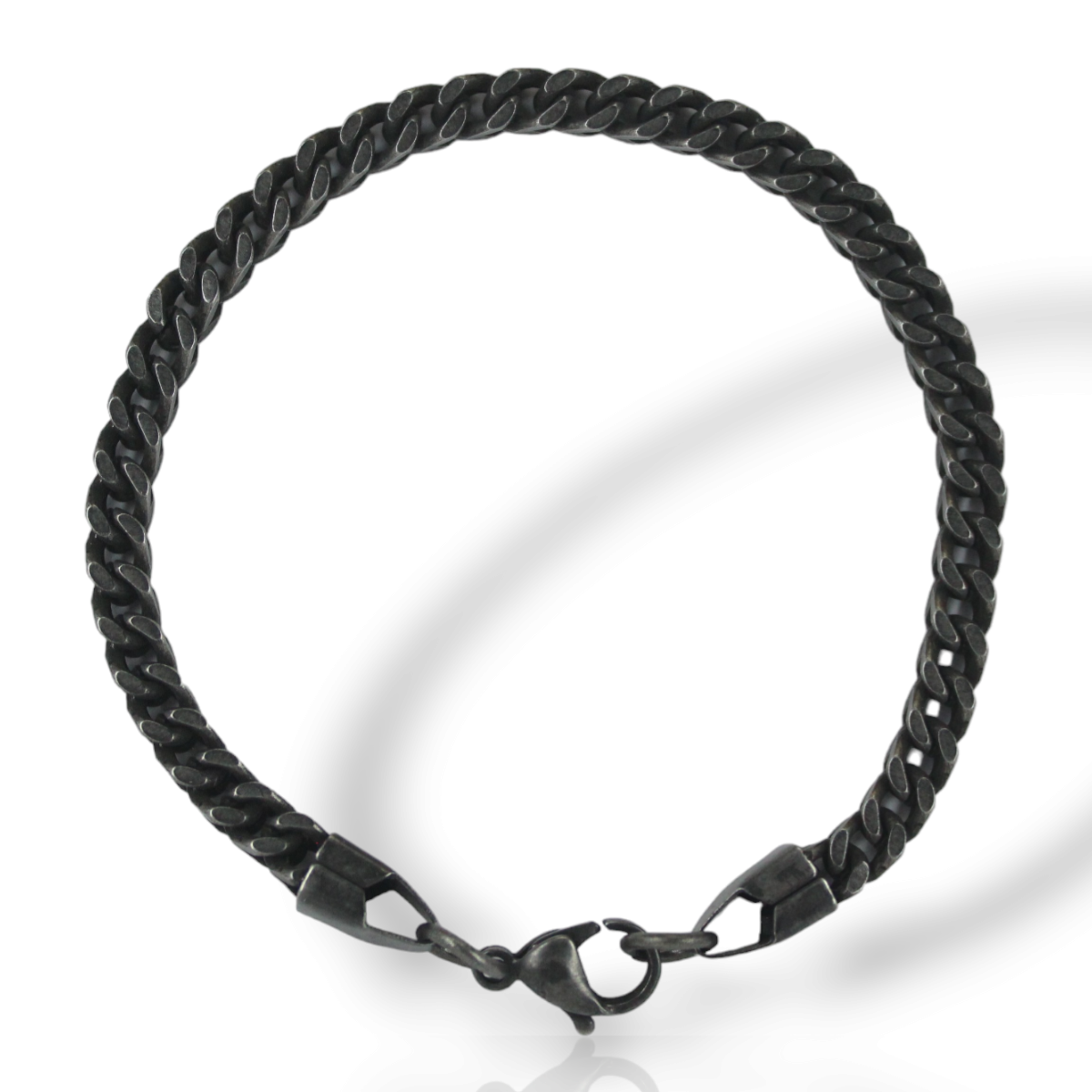 Pulseira Masculina Original Rik9 Inox Preto Elo Duplo