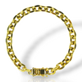 Pulseira Masculina Elos largos Aço Inox Dourado 8mm