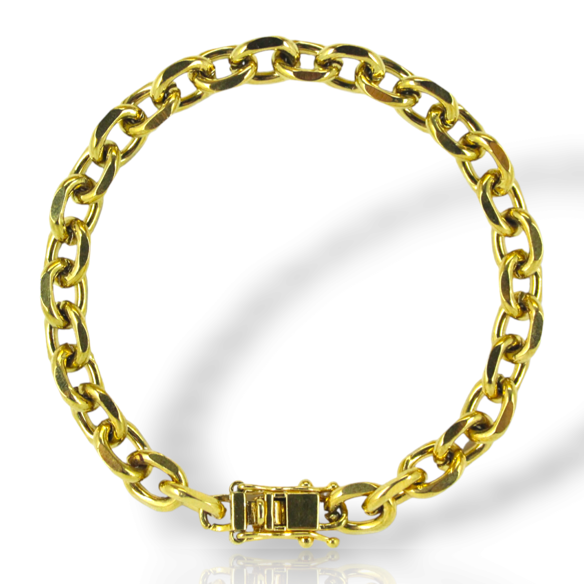Pulseira Masculina Elos largos Aço Inox Dourado 8mm