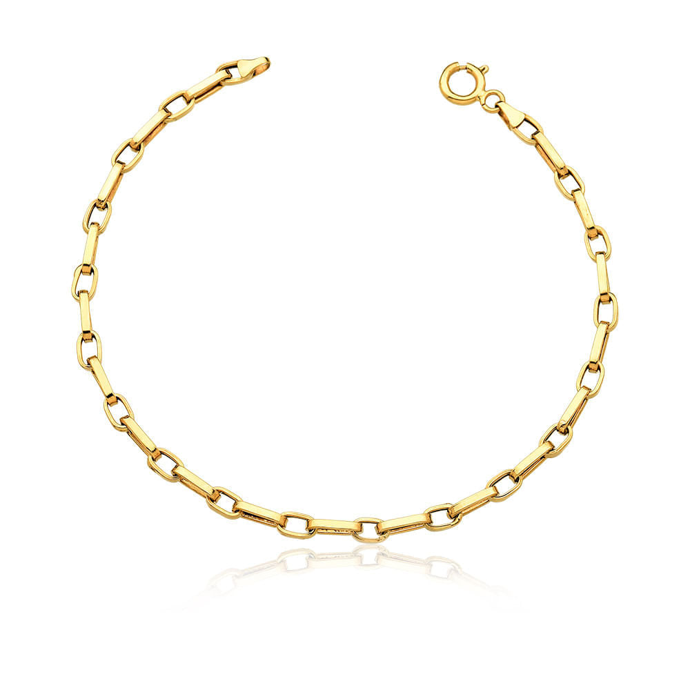 Pulseira Masculina Cartier de 3.4mm com Elos Intercalados em Ouro 10K