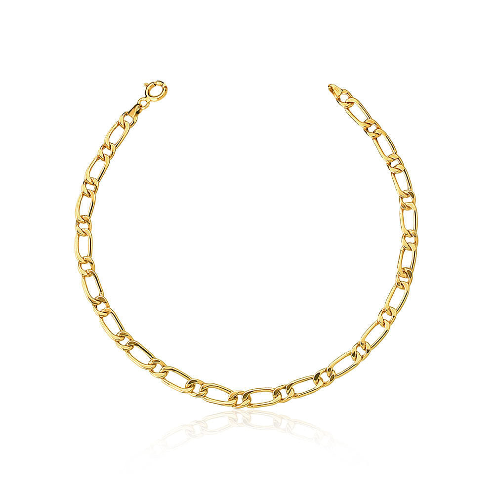 Pulseira Fígaro 1x1 de 4.1mm em Ouro 18K