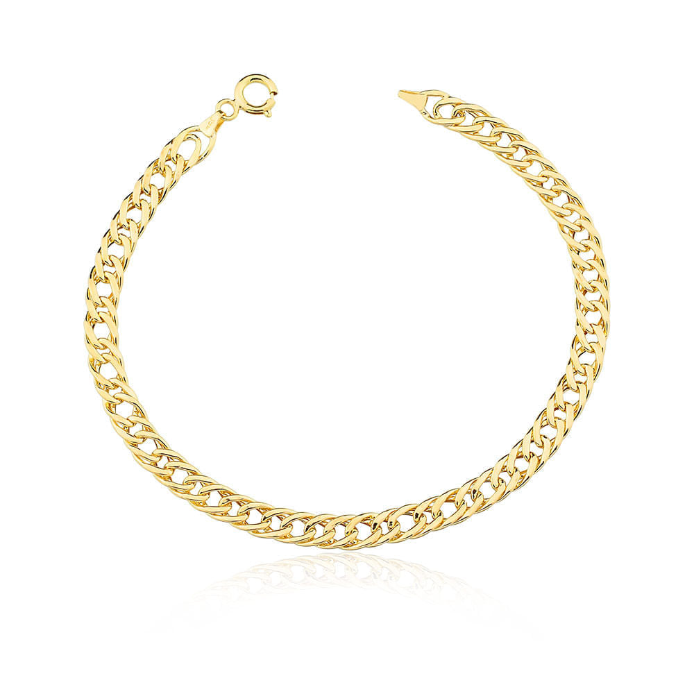 Pulseira Masculina de Elos Duplos de 5.0mm em Ouro 18K